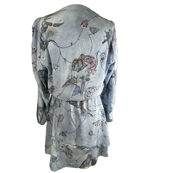 Zadig & Voltaire Holly Rogers Silk CDC Floral Skull Bird Print Mini Dress‎ XS